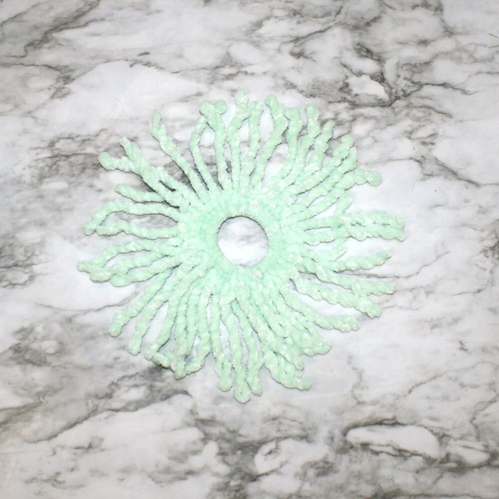 HAND CRAFTED Hair Scrunchie Crochet Chenille Velvet Oversized Pastel Green - Picture 6 of 15